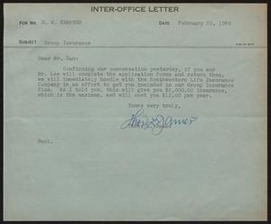[Letter from T. L. James to D. W. Kempner, February 22, 1949]