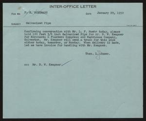 [Letter from T. L. James to P. E. Schumann, January 20, 1950]
