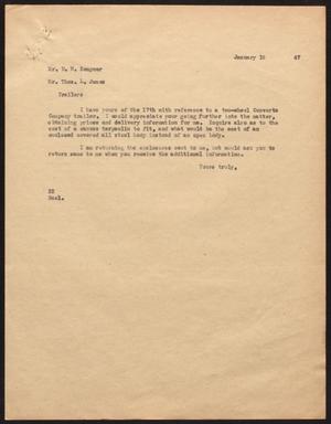 [Letter from D. W. Kempner to Thos. L. James, January 18, 1947]