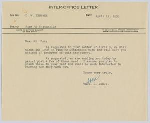 [Letter from Thos. L. James to D. W. Kempner, April 11, 1951]