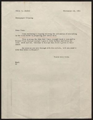 [Letter from D. W. Kempner to T. L. James, November 24, 1951]