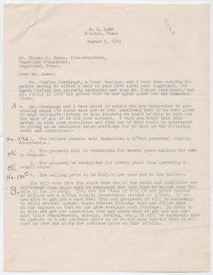 [Letter from M. A. Rowe to Thomas L. James, August 5, 1949]