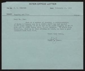 [Letter from T. L. James to D. W. Kempner, February 13, 1950]