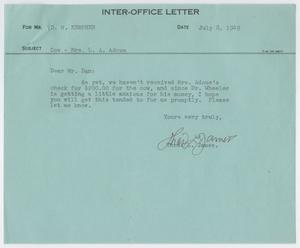 [Letter from T. L. James to D. W. Kempner, July 8, 1949]