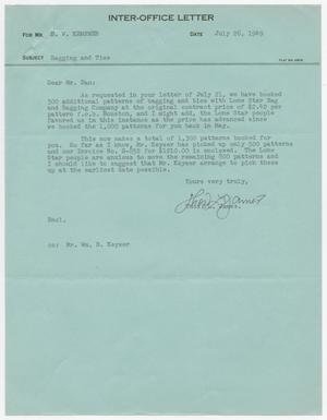 [Letter from T. L. James to D. W. Kempner, July 26, 1949]