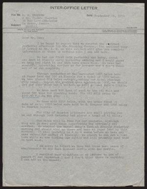 [Letter from T. L. James to D. W. Kempner, September 19, 1950]