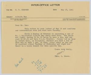 [Letter from T. L. James to D. W. Kempner, May 18, 1951]