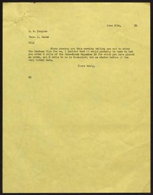 [Letter from D. W. Kempner to T. L. James, June 20, 1950]