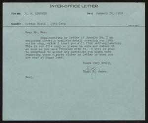 [Letter from T. L. James to D. W. Kempner, January 30, 1950]