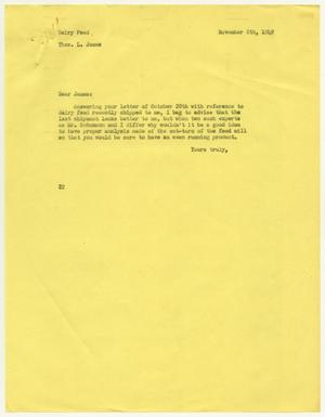 [Letter from D. W. Kempner to T. L. James, November 8, 1949]