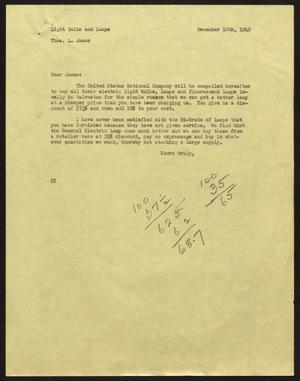 [Letter from D. W. Kempner to Thos. L. James, December 10, 1949]