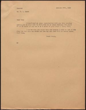 [Letter from D. W. Kempner to T. L. James, January 27, 1949]