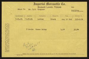 [Invoice for Dairy Feed, July 1951]