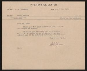 [Letter from Thos. L. James to D. W. Kempner, April 10, 1950]