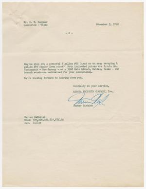 [Letter from Warren Hafer to D. W. Kempner, November 5, 1948]