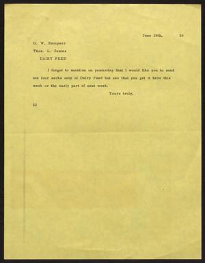 [Letter from D. W. Kempner to T. L. James, June 28, 1950]