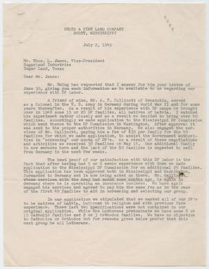 [Letter from Oscar Johnston to Thos. L. James, July 2, 1949]