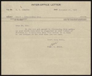 [Letter from T. L. James to D. W. Kempner, November 21, 1950]