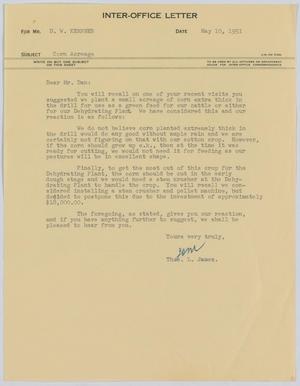 [Letter from T. L. James to D. W. Kempner, May 10, 1951]