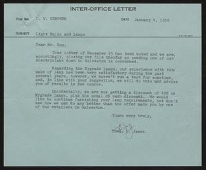 [Letter from T. L. James to D. W. Kempner, January 4, 1950]