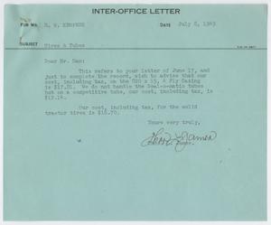[Letter from T. L. James to D. W. Kempner, July 8, 1949]