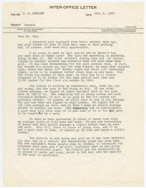 [Letter from T. L. James to D. W. Kempner, July 2, 1948]