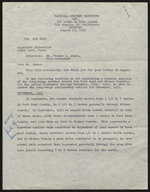 [Letter from William H. Rempel to Thomas L. James, August 23, 1951]