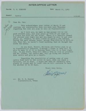 [Letter from T. L. James to D. W. Kempner, March 21, 1949]