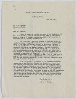 [Letter from Frank. K. Stevens to I. H. Kempner, October 22, 1951]