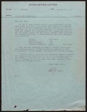 [Letter from T. L. James to D. W. Kempner, January 26, 1950]