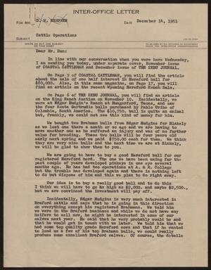 [Letter from T. L. James to D. W. Kempner, December 14, 1951]