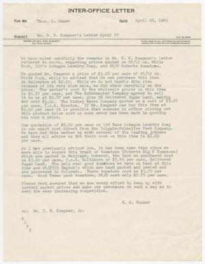 Primary view of object titled '[Letter from H. W. Rucker to Thos. L. James, April 28, 1949]'.