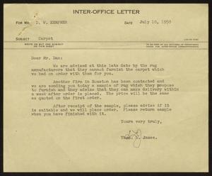 [Letter from T. L. James to D. W. Kempner, July 10, 1950]