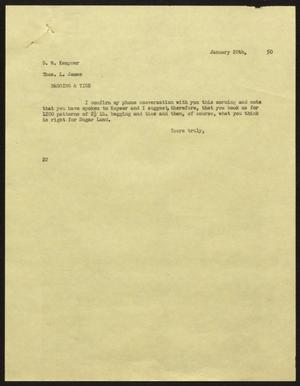 [Letter from D. W. Kempner to Thos. L. James, January 20, 1950]