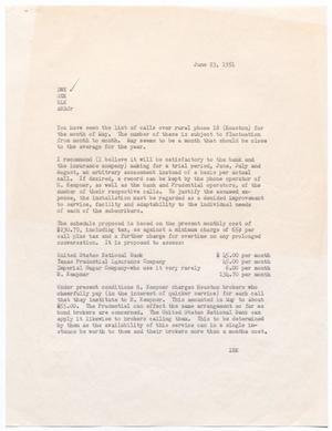 [Letter from I. H. Kempner to D. W., R. L., S. E. Kempner, and A. H. Blackshear, Jr., June 25, 1951]