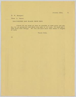 [Letter from D. W. Kempner to T. L. James, January 22, 1951]