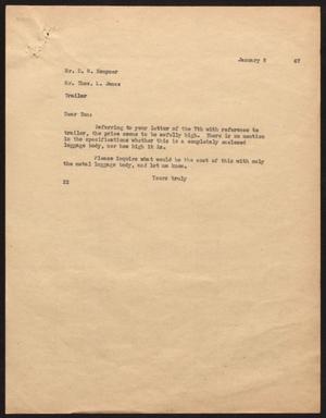 [Letter from D. W. Kempner to Thos. L. James, January 8, 1947]