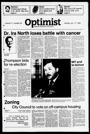 The Optimist (Abilene, Tex.), Vol. 71, No. 30, Ed. 1, Tuesday, January 17, 1984
