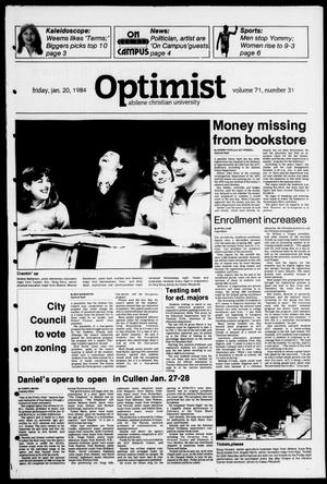 Primary view of The Optimist (Abilene, Tex.), Vol. 71, No. 31, Ed. 1, Friday, January 20, 1984