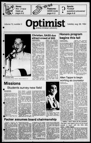The Optimist (Abilene, Tex.), Vol. 72, No. 2, Ed. 1, Tuesday, August 28, 1984