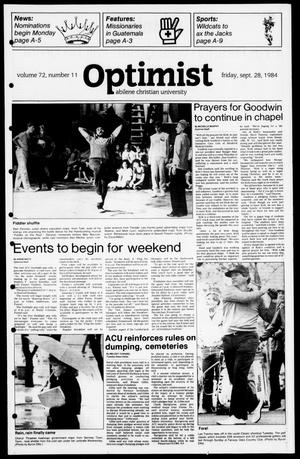 The Optimist (Abilene, Tex.), Vol. 72, No. 11, Ed. 1, Friday, September 28, 1984