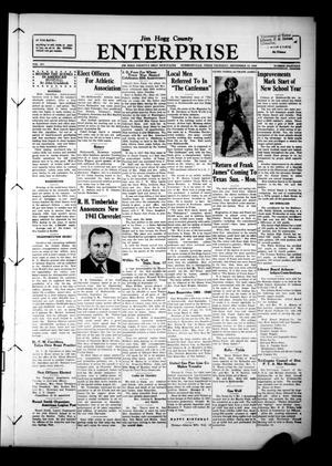 Jim Hogg County Enterprise (Hebbronville, Tex.), Vol. 15, No. 18, Ed. 1 Thursday, September 12, 1940