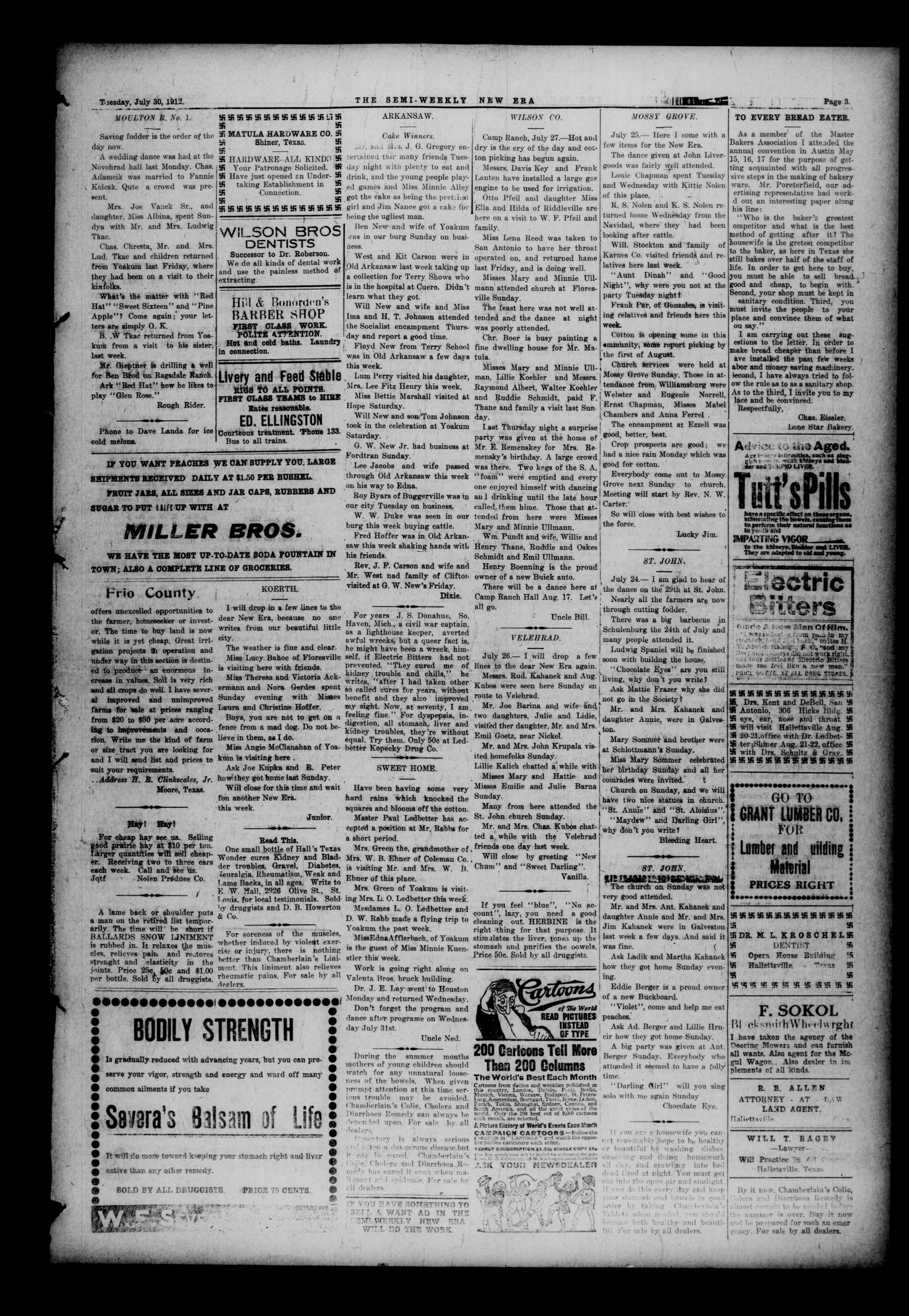 The Hallettsville New Era. (Hallettsville, Tex.), Vol. 24, No. 37, Ed. 1 Tuesday, July 30, 1912
                                                
                                                    [Sequence #]: 3 of 4
                                                