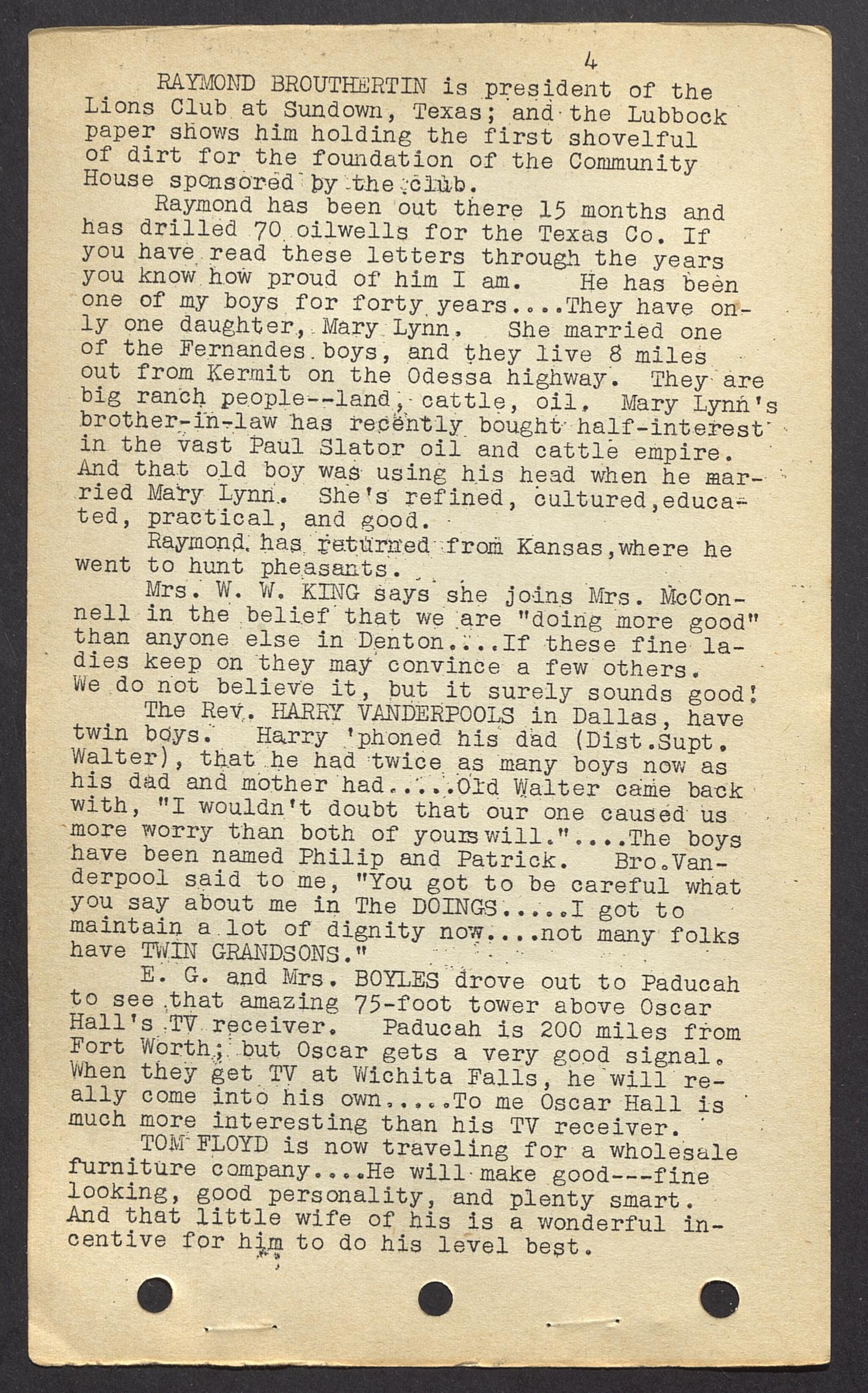 The Doings (Denton, Tex.), Vol. 11, No. 11, Ed. 1 Friday, November 25, 1949
                                                
                                                    [Sequence #]: 4 of 16
                                                