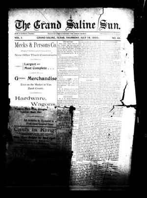 Primary view of object titled 'The Grand Saline Sun. (Grand Saline, Tex.), Vol. 1, No. 44, Ed. 1 Thursday, July 18, 1895'.