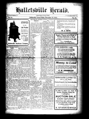 Primary view of object titled 'Halletsville Herald. (Hallettsville, Tex.), Vol. 41, No. 32, Ed. 1 Friday, November 15, 1912'.