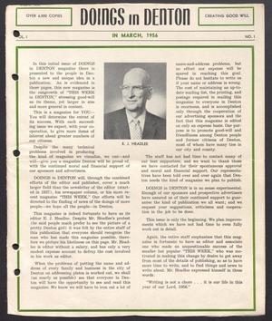 Doings in Denton (Denton, Tex.), Vol. 1, No. 1, Ed. 1, March 1956