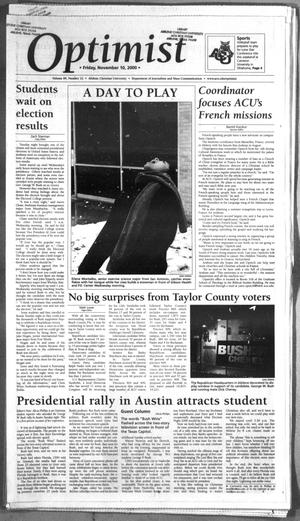 The Optimist (Abilene, Tex.), Vol. 89, No. 22, Ed. 1, Friday, November 10, 2000