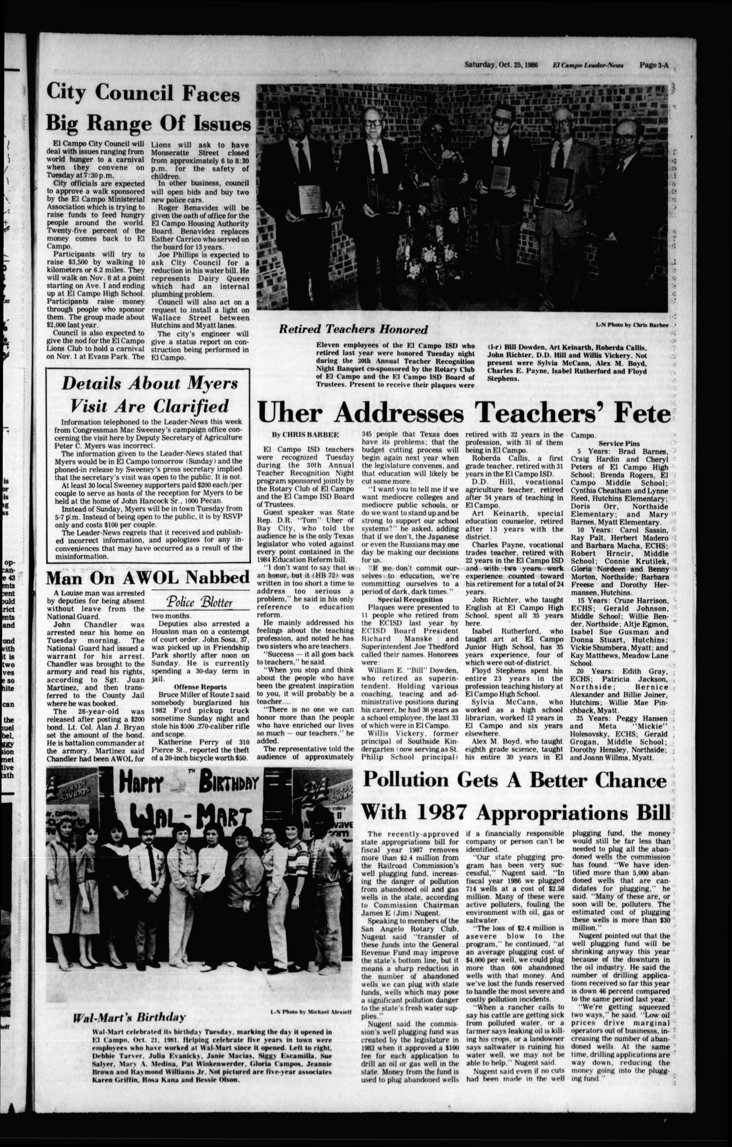 El Campo Leader-News (El Campo, Tex.), Vol. 101, No. 63, Ed. 1 Saturday, October 25, 1986
                                                
                                                    [Sequence #]: 3 of 26
                                                