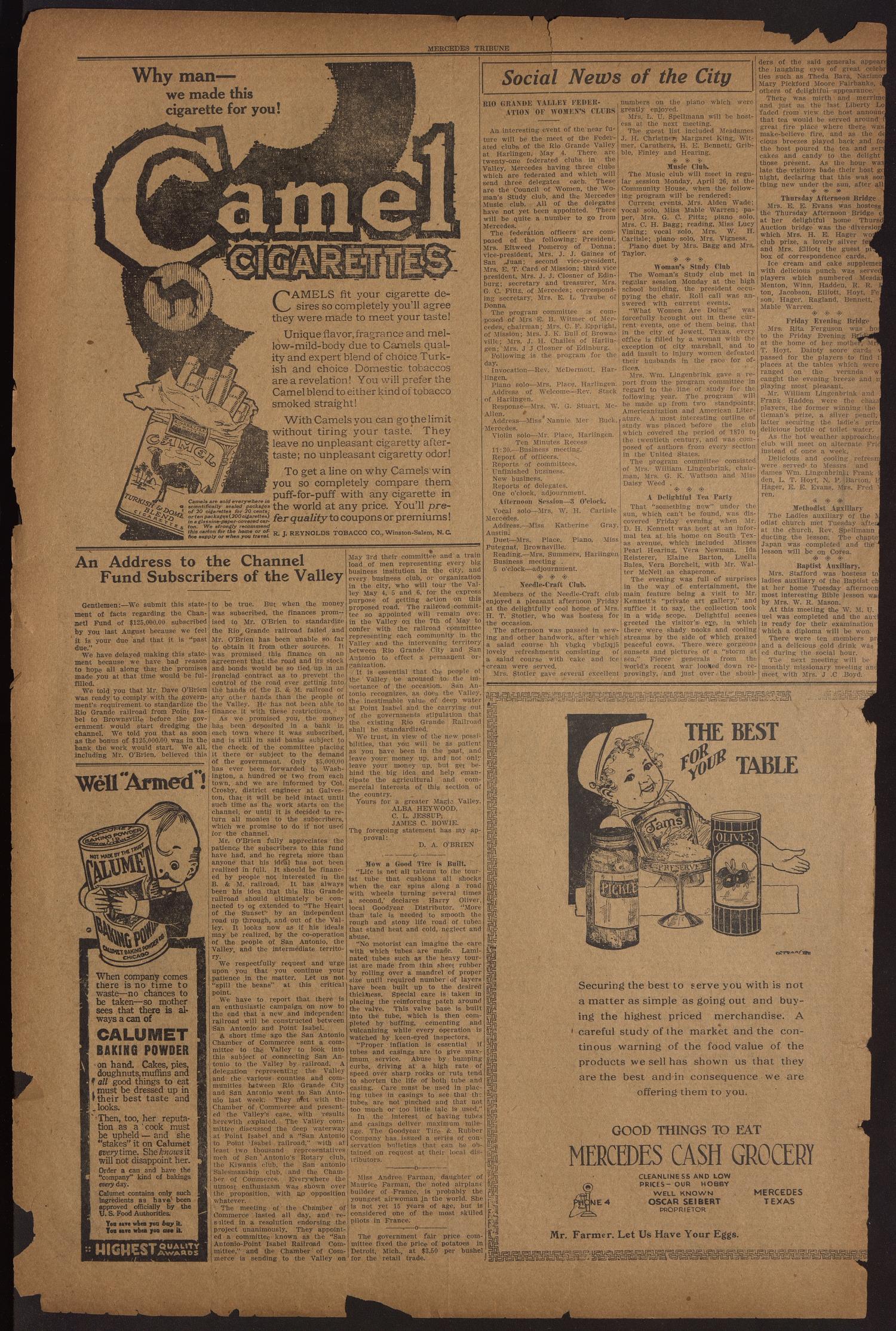Mercedes Tribune (Mercedes, Tex.), Vol. 7, No. 10, Ed. 1 Friday, April 23, 1920
                                                
                                                    [Sequence #]: 2 of 8
                                                
